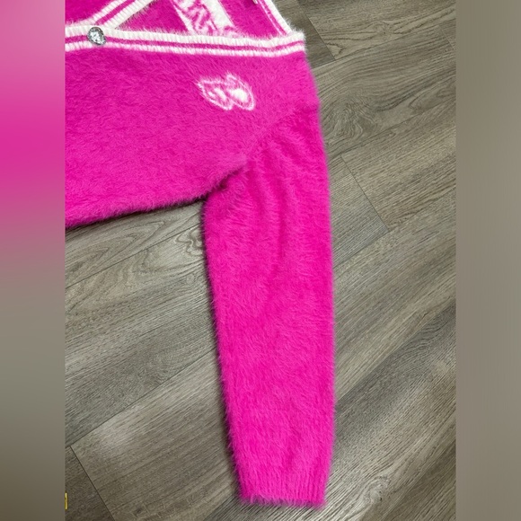 Barbie Halloween Costume Pink Cardigan Sweater Adult Heart Women’s Size Large - Picture 5 of 16
